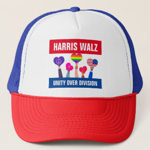 Gorra De Camionero Unidad sobre División Harris Walz Tim Walz Red Blu