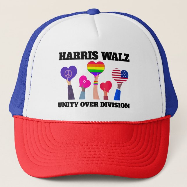 Gorra De Camionero Unidad sobre la División Kamala Harris Tim Walz (Anverso)