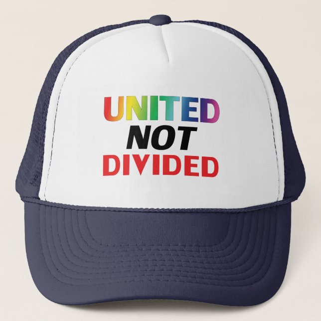 Gorra De Camionero Unidos no dividido - rojo, blanco, azul lgbtq lgbt (Anverso)