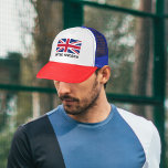 Gorra De Camionero Unión de Vintage Jack (W/Black "United Kingdom" Te<br><div class="desc">¡Usa la bandera de la Unión dondequiera que estés con este elegante gorro! Presenta un diseño de bandera del Reino Unido vintage/gastado con el texto "Reino Unido" debajo. El texto es negro (hay otros colores disponibles).</div>