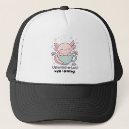 Gorra De Camionero Unwind-a-Lotl Cute Axolotl in Teacup Kawaii Relaxe