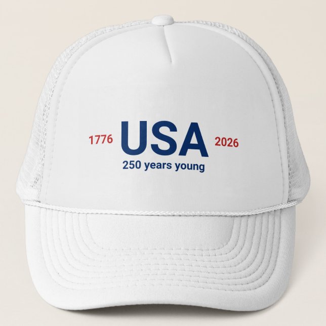 Gorra De Camionero USA 1776 2026 250th Anniversary Red White Blue (Anverso)
