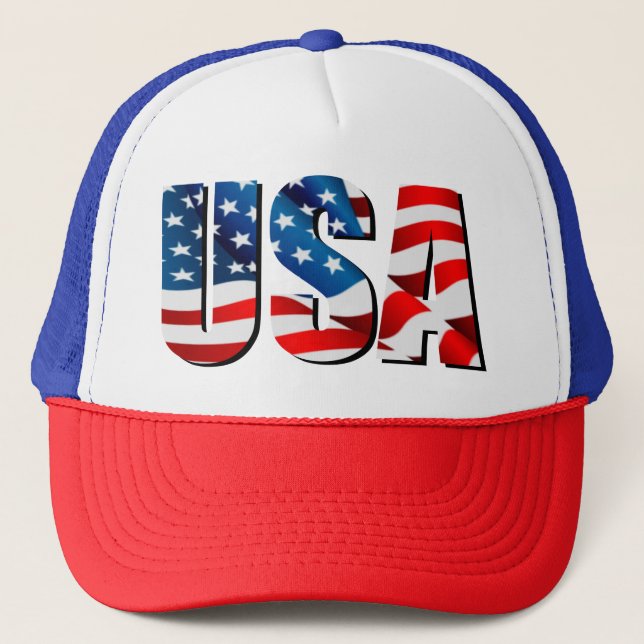 Gorra De Camionero USA American 4 de julio Memorial azul rojo blanco (Anverso)
