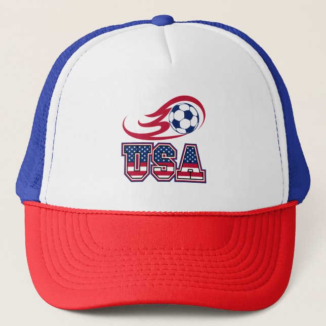 Gorra De Camionero USA Soccer Patriotic American Flag Football Trucke (Anverso)