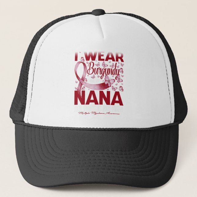 Gorra De Camionero Uso Borgoña Para Mi Mieloma Múltiple Nana (Anverso)