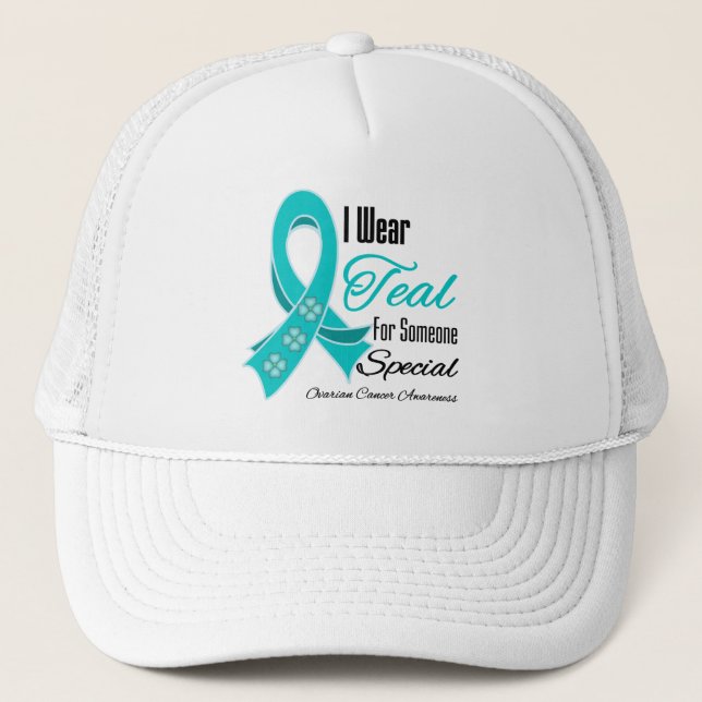 Gorra De Camionero Uso Cinta Verde azulada Alguien Especial Cáncer De (Anverso)