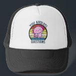 Gorra De Camionero Usted Axolotl cuestiona el atardecer vintage de lo<br><div class="desc">Retro 90s Usted Axolotl Preguntas Vintage Sunset lindo,  axolotl,  amante,  regalo,  kawaii,  divertido,  vintage,  atardecer,  retro,  axolotl pescado,  citas,  memes,  regalos,  Usted Axolotl Preguntas Camiseta divertida Axolotl,  Camiseta Cute Axolotl,  Vintage Sunset con Axolotl,  Usted Total Preguntas T-Shirt</div>