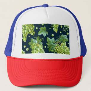 Gorra De Camionero Uva verde: Patrón oscuro de acuarela