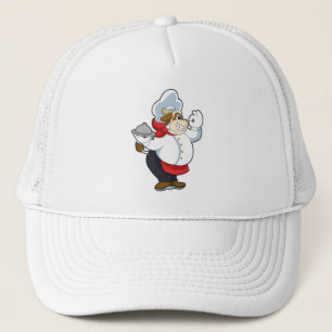 Gorra De Camionero Vaca como camarero con plato de servicio