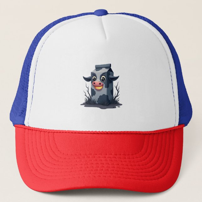 Gorra De Camionero Vaca de cartón de leche maldición (Anverso)