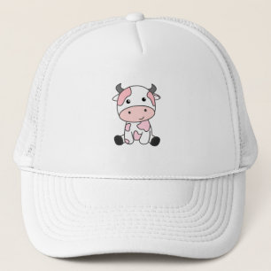 Gorra De Camionero Vaca de fresa cúpula de fresa rosa Kawaii