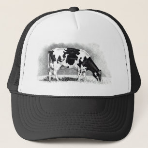 Gorra De Camionero Vaca de Holstein: Dibujo de lápiz: Granja, país