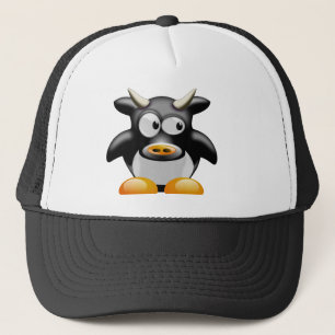 Gorra De Camionero Vaca del pingüino con los cuernos