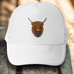 Gorra De Camionero Vaca Escocesa de las Tierras Altas Púrpura Cardo C