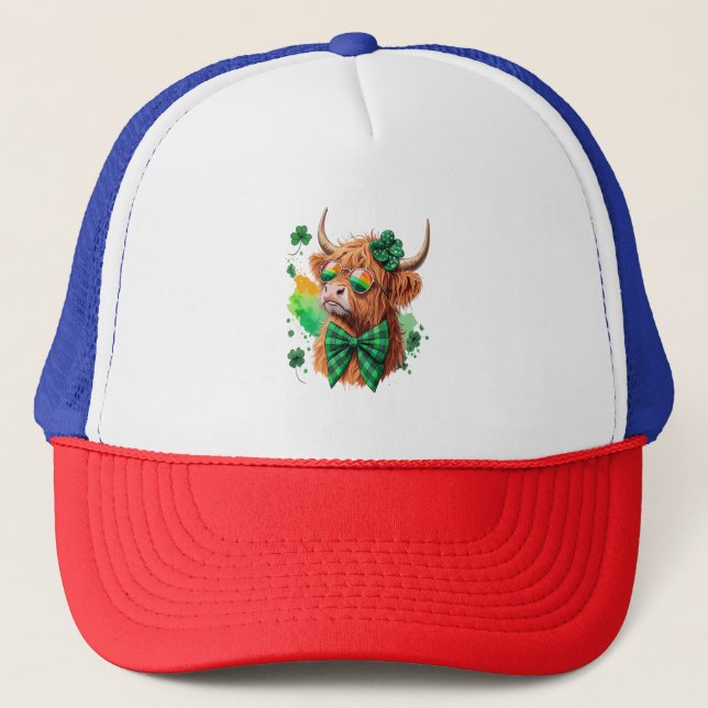 Gorra De Camionero Vaca Highland St Patrick's , vaca afortunada (Anverso)