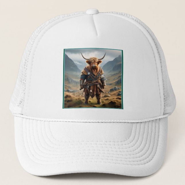 Gorra De Camionero Vaca Highlandesa Vikinga,  (Anverso)
