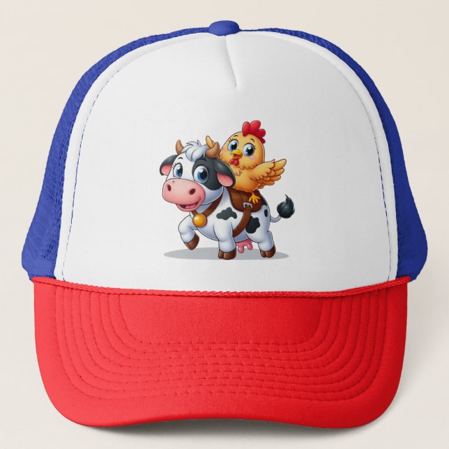 Gorra De Camionero vaca/pollo personalizado lindo (Anverso)
