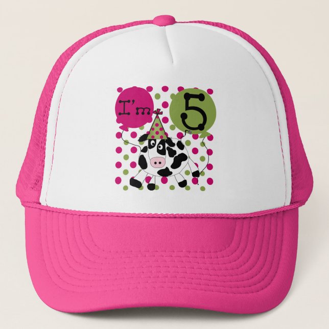Gorra De Camionero Vaca rosa 5 camisetas de cumpleaños y regalos (Anverso)