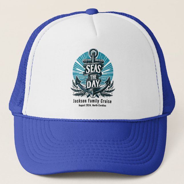 Gorra De Camionero Vacaciones de crucero familiares personalizadas -  (Anverso)