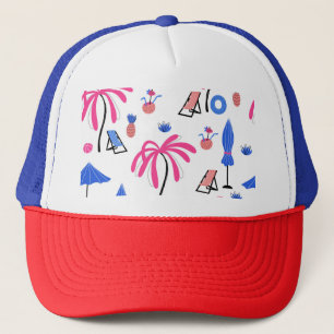 Gorra De Camionero Vacaciones de verano: Patrón de piñas de palmeras