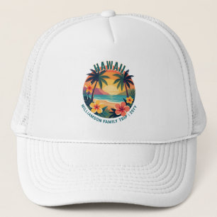 Gorra De Camionero Vacaciones familiares personalizadas retro Hawai t