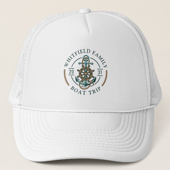Gorra De Camionero Vacaciones familiares personalizadas Viaje náutico (Anverso)