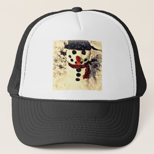 Gorra De Camionero Vacaciones que dejen que nieve Adorable Snowman (Anverso)