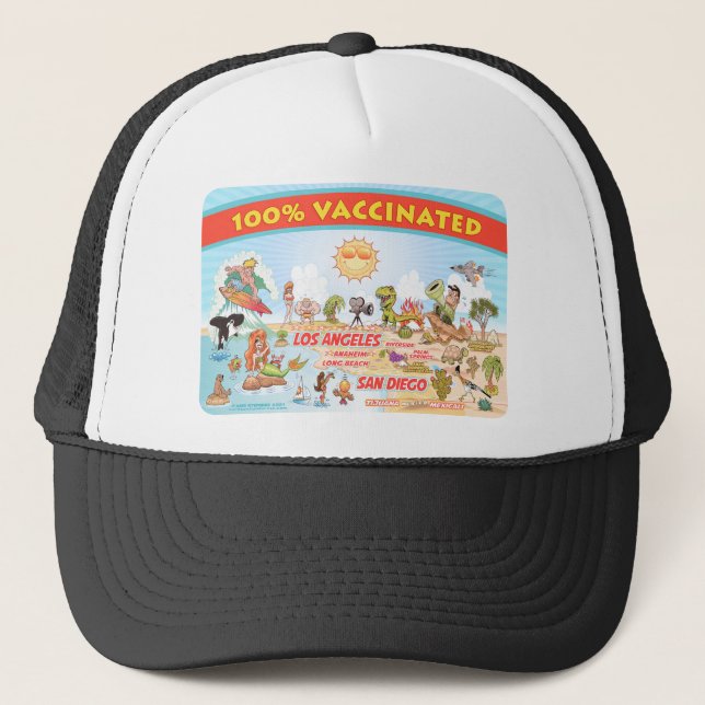 Gorra De Camionero Vacunación de SoCal 100% (Anverso)