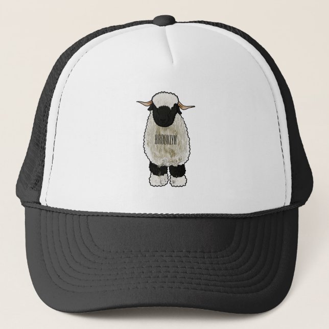 Gorra De Camionero Valais Blacknose ilustracion personalizado ovino (Anverso)