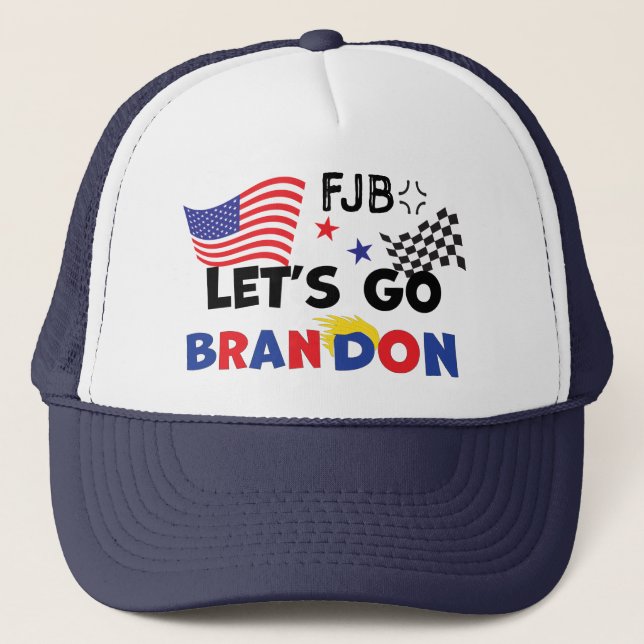 Gorra De Camionero VAMOS A BRANDON con el pelo de TRUMP (Anverso)