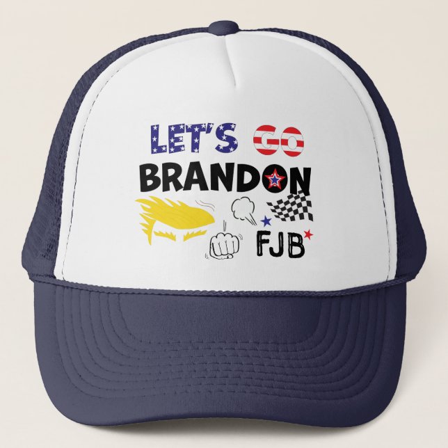 GORRA DE CAMIONERO VAMOS A BRANDON CON TRUMP (Anverso)