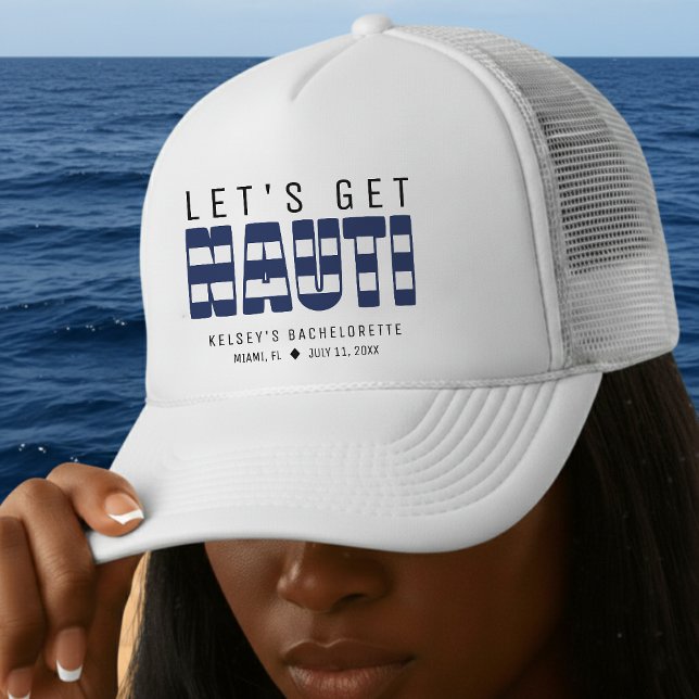 Gorra De Camionero Vamos a tener una fiesta de soltera náutica (Let's Get Nauti Bachelorette Party Trucker Hat
)