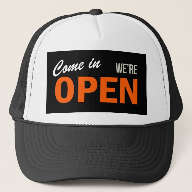 Gorra De Camionero Vamos estamos abiertos (Anverso)