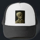 Gorra De Camionero van gogh Skull<br><div class="desc">"van gogh Skull ",  "skeleton cigarrillo fumando",  calavera,  "van gogh",  "van gough",  "Día de los muertos",  "dia de los muertos",  cráneo,  esqueleto,  "skeleton quemando cigarrillos"</div>