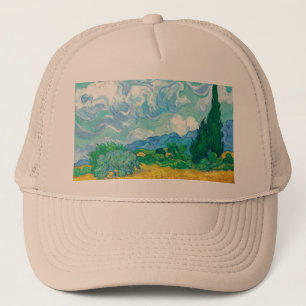 Gorra De Camionero Van Gogh Wheatfield con cipreses