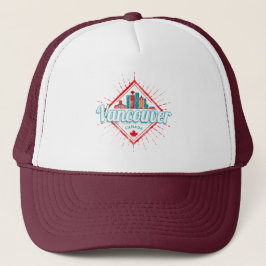 Gorra De Camionero Vancouver Skyline British Columbia Retro Canadá