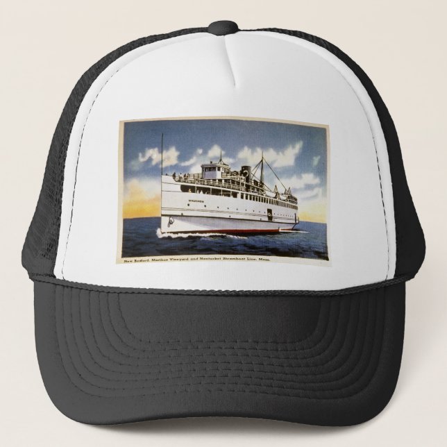 Gorra De Camionero Vapor Naushon, línea del barco de vapor de (Anverso)
