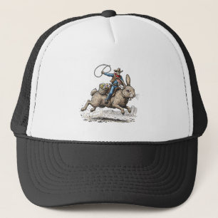 Gorra De Camionero Vaquero montando conejo de Pascua occidental Howdy