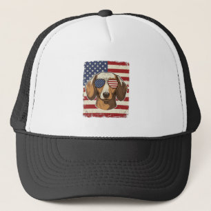 Gorra De Camionero Vector de gafas de sol con bandera patriótica vint