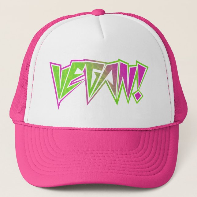 Gorra De Camionero Vegano rosado y verde (Anverso)