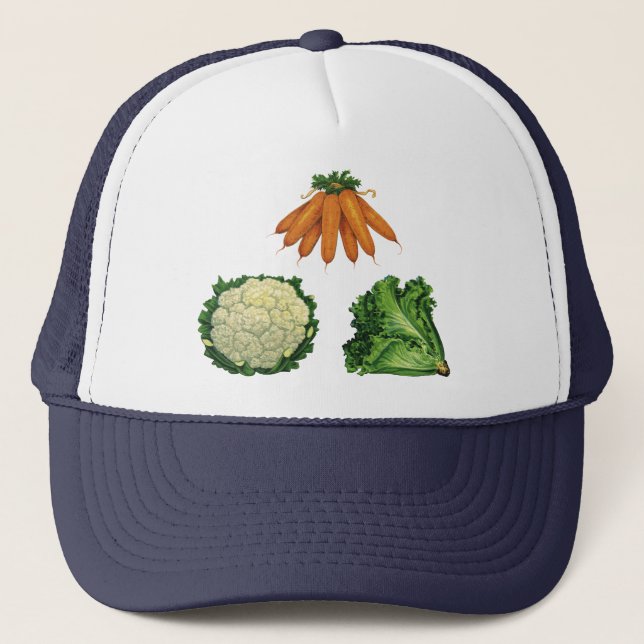 Gorra De Camionero Vegetales de época; zanjas, coliflor, lechuga (Anverso)