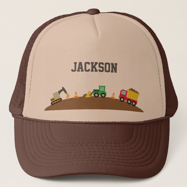 Gorra De Camionero Vehículos lindos de la construcción para los (Anverso)