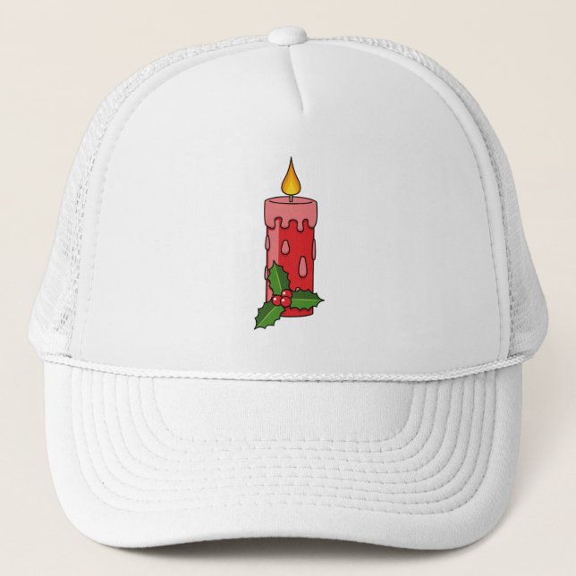 Gorra De Camionero Velas del pilar rojo navidad con Holly (Anverso)