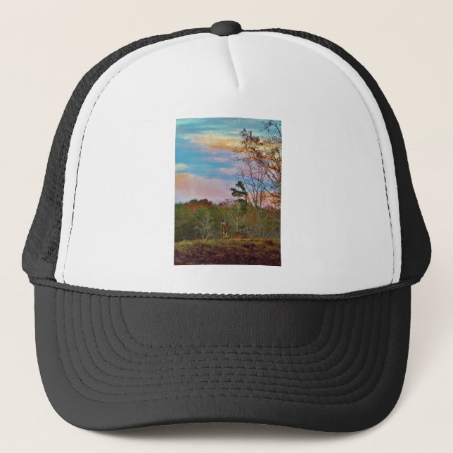 Gorra De Camionero Venado con un cielo azul rosado (Anverso)