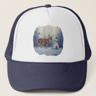 Gorra De Camionero Venado y feliz invierno de Snowman