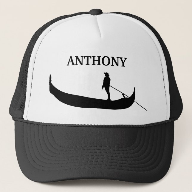 Gorra De Camionero Venecia Gondola Silhouette Negro y blanco (Anverso)