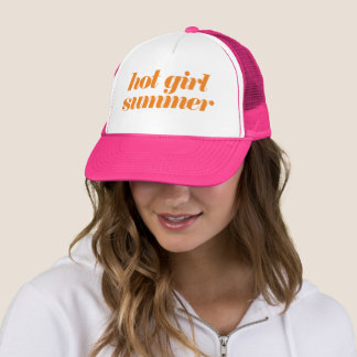 Gorra De Camionero Verano Chica caliente en rosa y Naranja