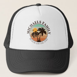 Gorra De Camionero Verano de la Reunión Familia Sunset Beach Palm Tre