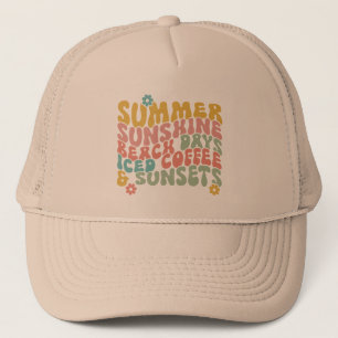 Gorra De Camionero Verano Diciendo Retro Beach Helado Café Sunsets