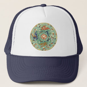 Gorra De Camionero Verde azul del circulo chino antiguo